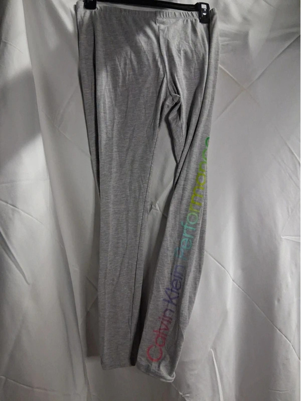 Calvin Klein Performance Leggings Womens xl 16 Gray rainbow Logo o2